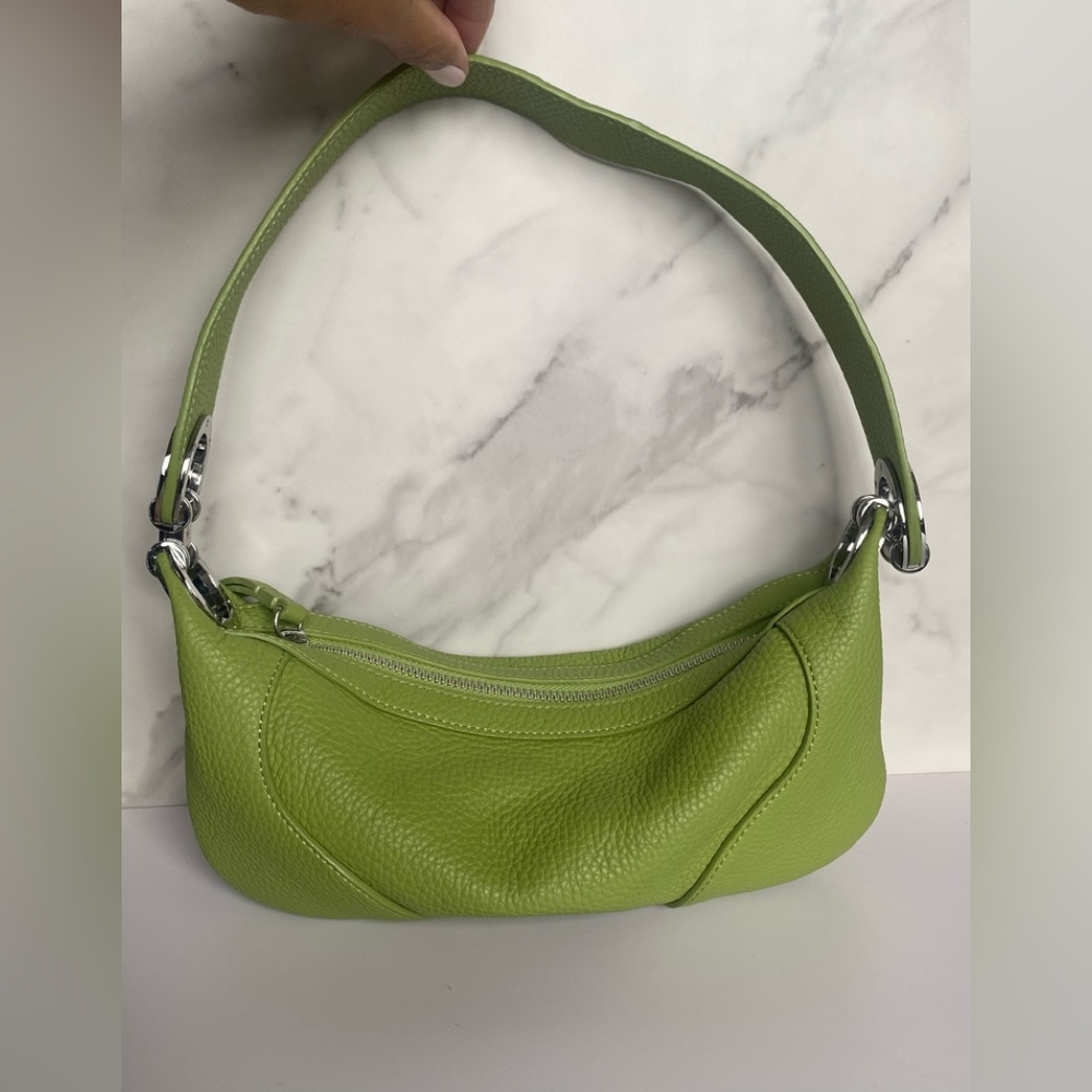 BY FAR Lime Green Leather Shoulder Bag
